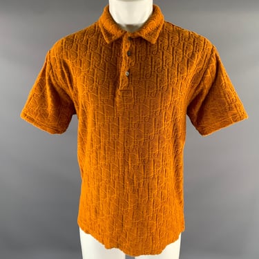 DIOR Size L Orange Rust Oblique Cotton Short Sleeve Polo