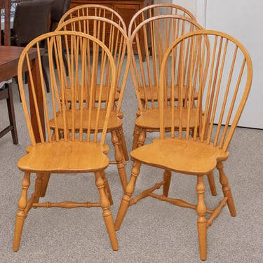Set of Six  Windsor Oak Dining Chairs In Honey Finish