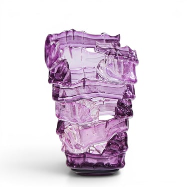 Tom Philabaum Signed Large Hand-Built Glass Vase 