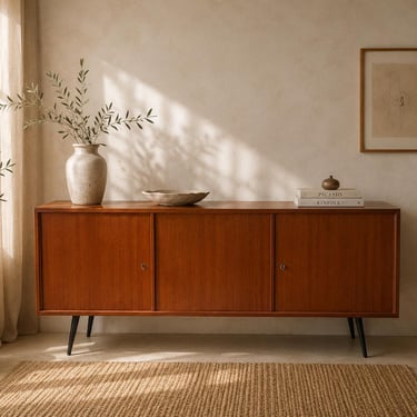 Mid Century Modern Teak Sideboard 1960s | German RT Furniture Cabinet Model 127 | Vintage Scandinavian Style Credenza 