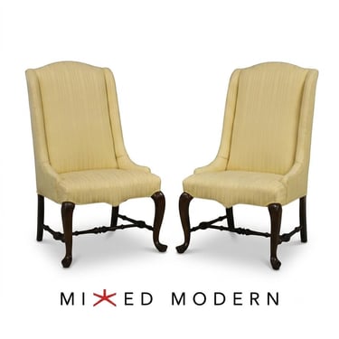 Ethan Allen Queen Anne Style Lounge Chairs - A Pair 