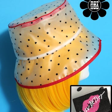Betsey Johnson 2014 does the 60s Vinyl Bucket Hat with Hearts 