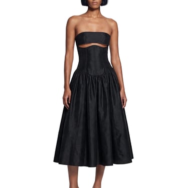 CUTOUT BANDEAU CORSET DRESS IN BLACK