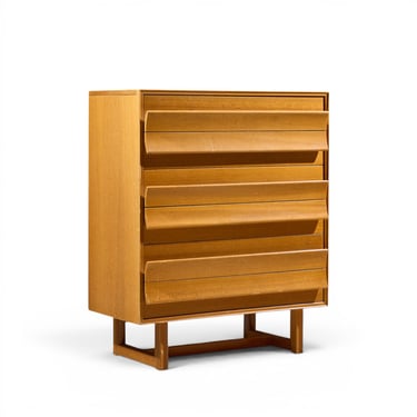 Paul Laszlo for Brown Saltman Mid Century Bleached Mahogany Highboy Dresser - mcm 