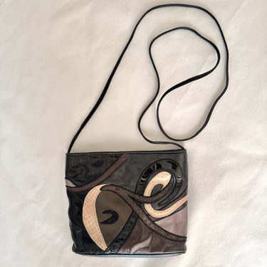 Vintage Leather Purse, SHARIF, Croc Embossed, Reptile, Cross Body or Clutch Bag, Made in USA 