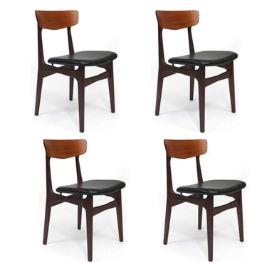 Restored Set of Four Schionning & Elgaard for Randers Mid-century Danish Teak Dining Chairs