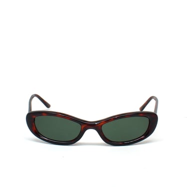 Vintage 1990s Narrow Shape Tortoise Red Mod Style Sunglasses 