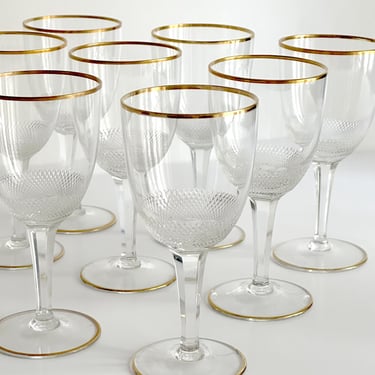 Vintage 60s Moser Royal Sherry Glasses | 24K Gold Rim | Hand Cut Bohemian Crystal | Build Your Own Set 