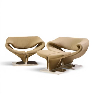 Pierre Paulin for Artifort Mid Century Ribbon Chairs with Ottoman - mcm 