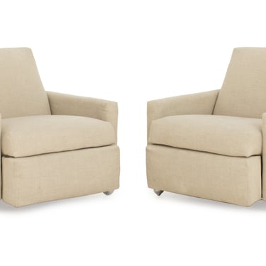 Pair of Modern Wool Upholstered Reclining Chairs