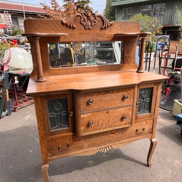 Vintage Wooden Vanity Cabinet with Mirror 46.5 x 63