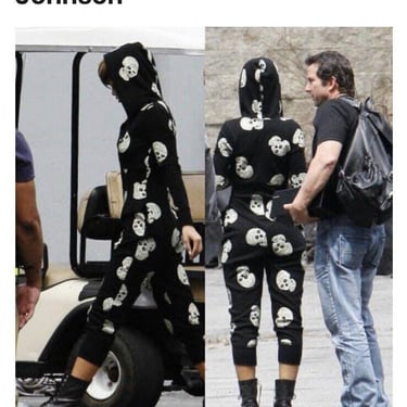 RHIANNA Betsey Johnson SKULL Thermal Onsie Jumpsuit Bodysuit  Seen on RHIANNA  Halloween Novelty Runway Punk Goth Hip Hop Rave Streetwear 