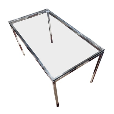 Florence Knoll Thick-Glass + Chrome Writing Desk | Studio Dining Table
