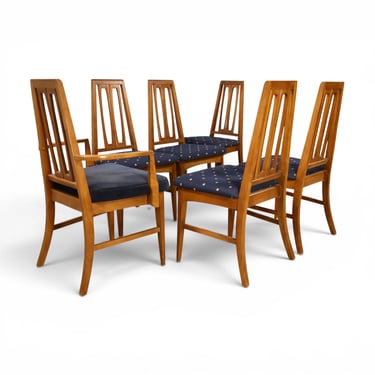 Young Manufacturing Vintage Mid Century Modern Set of 6 Tapered Ladder Back Dining Chairs 