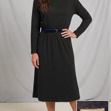 Vintage 1980s LL Bean Classic Simple Tshirt Material Black Dress Made In USA Size M/L 