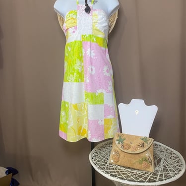 lilly pulitzer sun dress pastel patchwork print, summer island beach vacation fashion 
