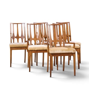 Broyhill Brasilia Mid Century Walnut Dining Chairs - Set of 6 - mcm 