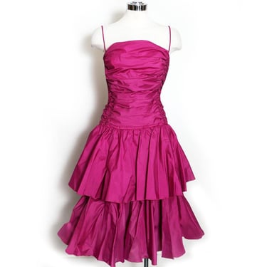 80's Purple Ruched Vintage Party Prom Evening Dress 1980's 