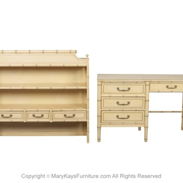 Hollywood Regency Vintage Henry Link Faux Bamboo Desk Hutch 