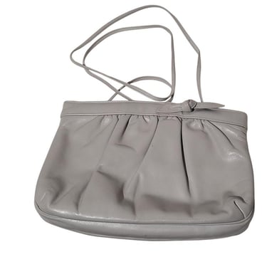 VTG Gray Morris Moskowitz Leather Purse Crossbody Clutch Strap Handbag 9