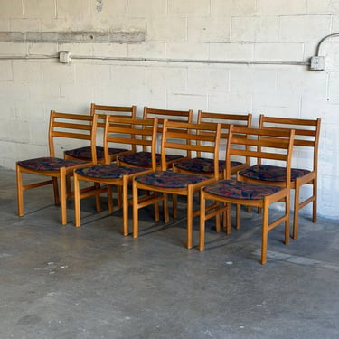 T.S.M. Beechwood Dining Chairs Set of 8 Danish Mid-Century Modern Vintage 