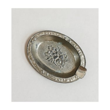 Vintage Petite Silverplate Catchall Jewelry Dish, Made in Japan, Nightstand Dish Bowl 