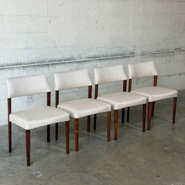 Rosewood Upholstered Dining Chairs Set of 4 Vintage Mid-Century Modern 1960s 