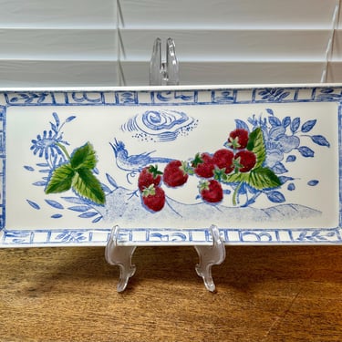 Faiencerie De Gien Large Oiseau Bleu Sandwich Tray 