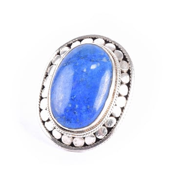 Vintage Native American Sterling Silver & Lapis Lazuli Statement Ring, Size 9 