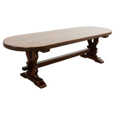 Country French Provincial Oak Farmhouse Dining Table Demilune Ends