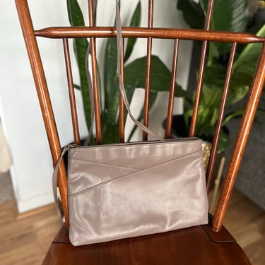 Vintage Greige Faux Leather Purse | Convertible Clutch with Asymmetrical Design 