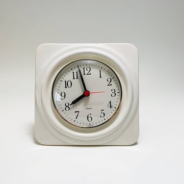 Mid-Century  Ceramic Wall Clock  in white, 1970s Germany 