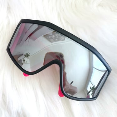 Vintage 90s Hot Pink Reflective Tint Shield Sunglasses 