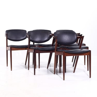 Kai Kristiansen Model 42 Mid Century Danish Rosewood Dining Chairs - Set of 6 - mcm 