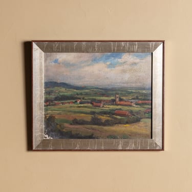 Impressionistic Village Landscape Oil Painting, Europe, Early 20th Century