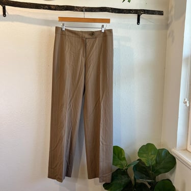 Y2K Tan Pinstripe Low Rise Flared Comfy Trouser Pants Size 8 / Medium 