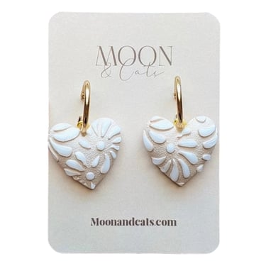 M&C White Talavera Heart Earrings