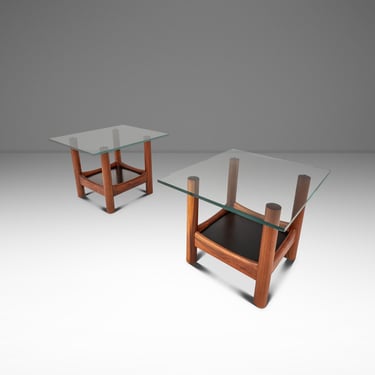 Set of Two (2) Tubular Glass-Top End Tables After Adrian Pearsall for Craft Associates, c. 1960s 