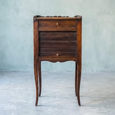 Antique French Tambour Nightstand, Louis XV Style, Early 1900s 