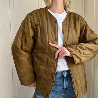 Vtg Liner Quilted Jacket, Vintage 80s Tobacco Brown Jacket Liner 