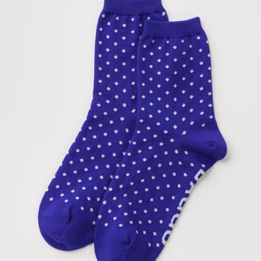 Crew Sock - Micro Blue and White Polka Dot