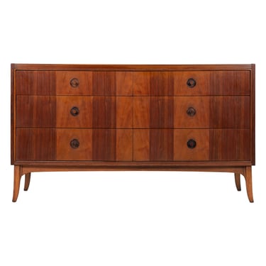 56” MCM Walnut Dresser | Credenza w. 6 Drawers