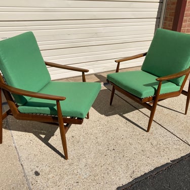 RARE Pair Vintage Modern Lounge Chairs WK Mobel Germany Danish Scandinavian Mid Century 
