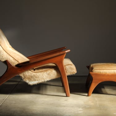Adrian Pearsall Cowhide Lounge Chair and Ottoman