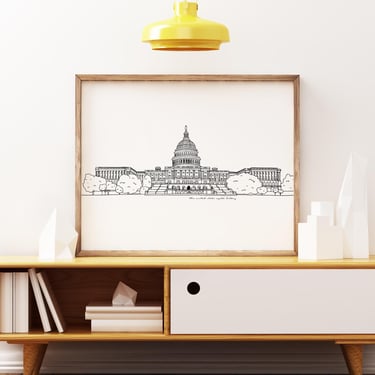 Poster // US Capitol Building // Line Drawing // Multiple Sizes Available 