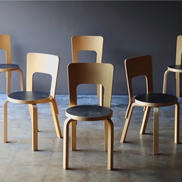 Set of Six Alvar Aalto Model 66 Chairs for Artek