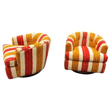 Pair of Flair Rolling Barrel Chairs