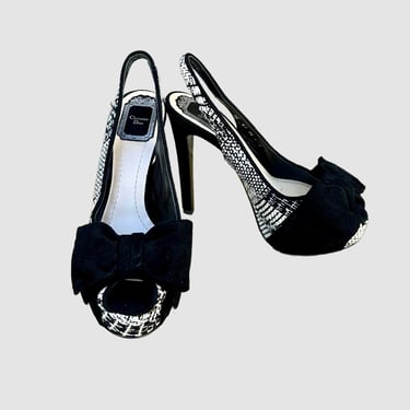 CHRISTIAN DIOR Slingback Platform Heels | Bouclé Tweed Suede Peep Toe | Made in Italy | French Designer Shoes | Made in Italy | Women's 6.5 