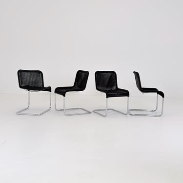 Set of 4 Tecta D41 Cantilever Chairs, Mid Century Bauhaus, Marcel Breuer Style, 1980s Germany 