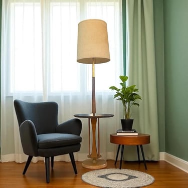 Vintage 1960s Mid Century Modern Walnut Floor Lamp 